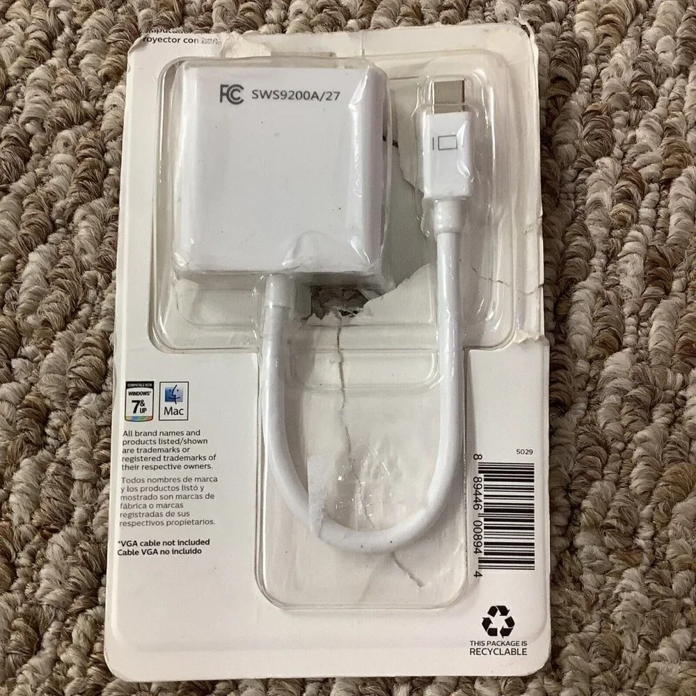 NEW Philips Mini Display Port to VGA Monitor Adapter for Windows7and up and Mac